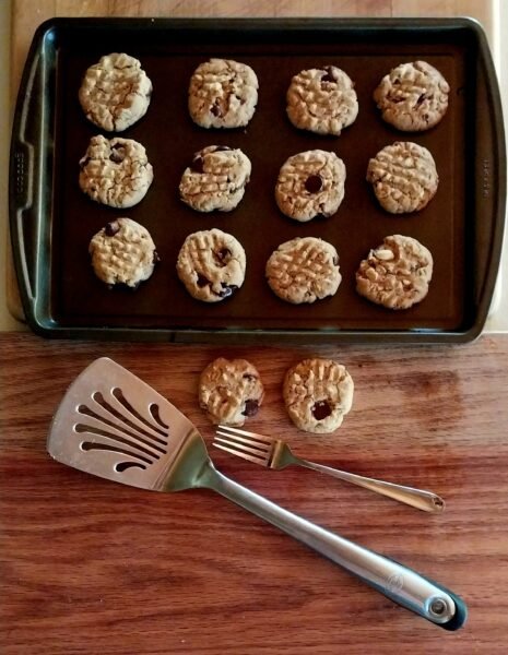 homemade cookies fresh from the oven on a cutting board 