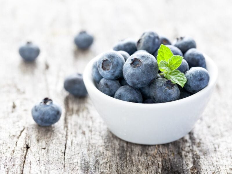 fresh blueberries in a bowl
