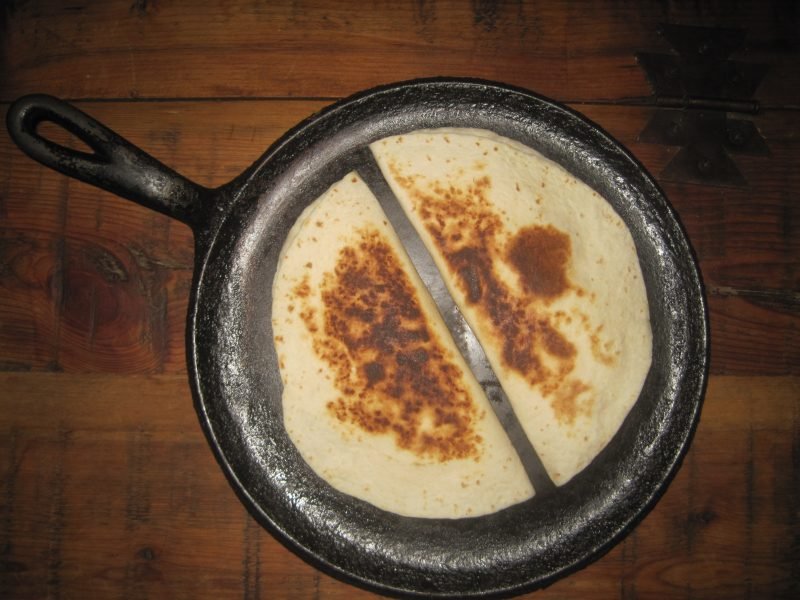 Heating Tortillas on a cast iron griddle