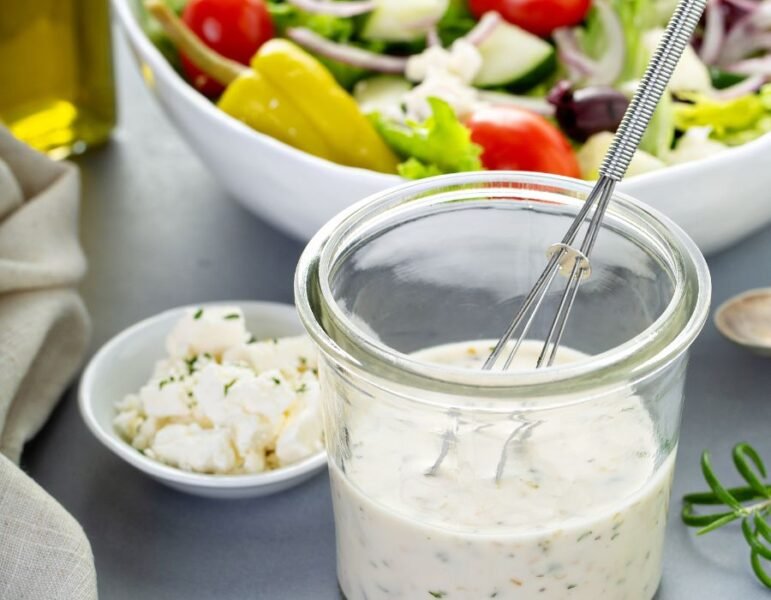 Fresh Lowfat Ranch Dressing and a salad ready for dinner