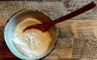 a ceramic bowl of fresh ground protein powder