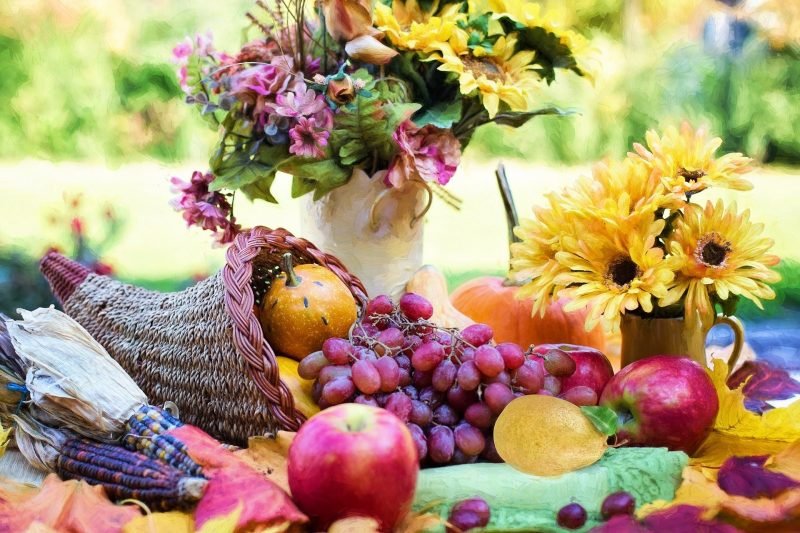Natural fruit colors on a holiday dinner table