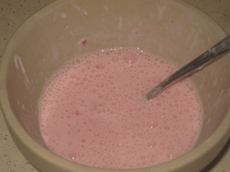 rapsberry kefir popsicle mixture in a bowl