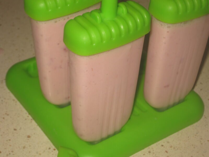 Homemade Kefir Popsicles ready to be frozen