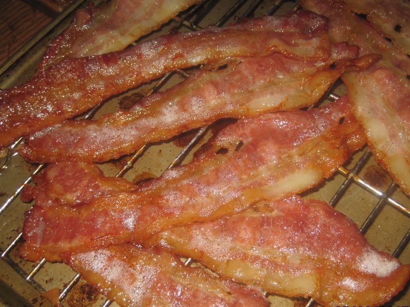bacon cooking on a pan