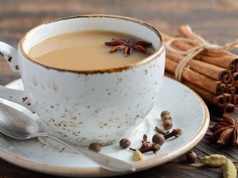 Delicious chai tea latte with warm spices, perfect for cozy mornings or relaxing evenings.